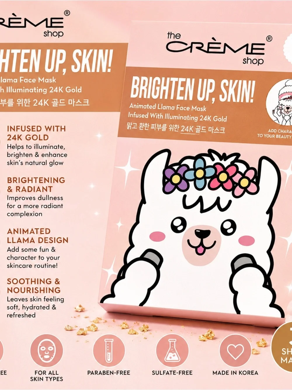 The Crème Shop Brighten Up, Skin! Animated Llama Face Mask — Pink